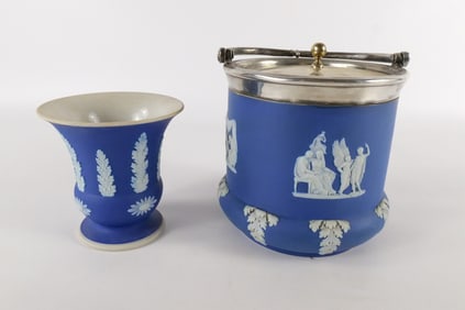 Lot of 2 Wedgwood Cobalt Blue Jasperware Pieces