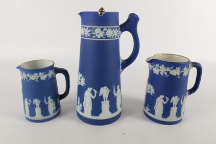 Lot of 3 Wedgwood Cobalt Blue Pitchers