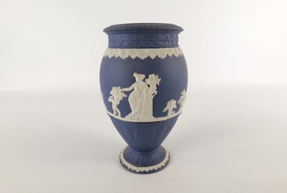 Wedgwood Portland Blue Jasperware Bountiful Vase