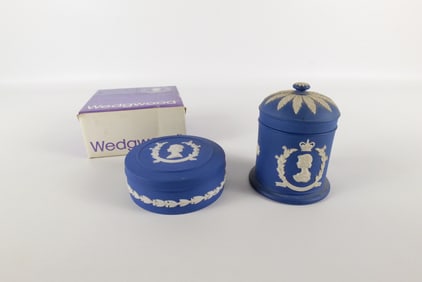 Lot of 2 Wedgwood Royal Blue Commemorative Pieces