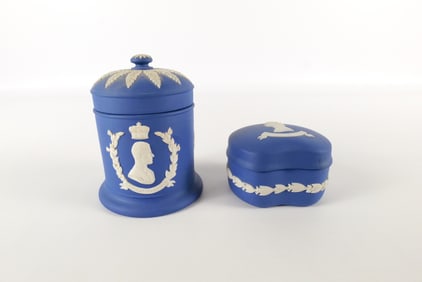 Lot of 2 Wedgwood Royal Blue Commemorative Pieces