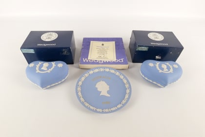 Lot of 3 Wedgwood Pale Blue Jasperware Commemorative Pieces