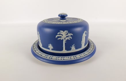 Antique Wedgwood Cobalt Blue Jasperware Cheese Dome