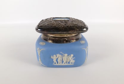 Wedgwood Pale Blue Jasperware Hinged Tobacco Jar