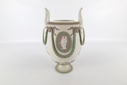 Antique Wedgwood Tri-Color Jasperware Double Handled Urn