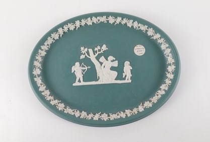 Wedgwood Teal Jasperware Oval Tray