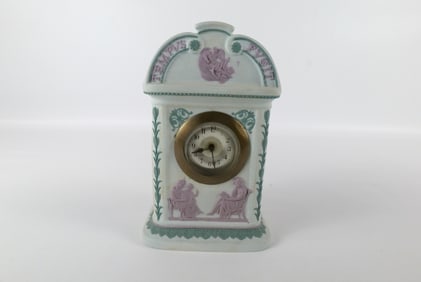 Antique Wedgwood Tricolor Solid White Jasper Mantle Clock