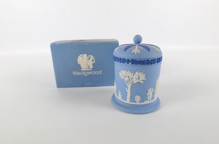 Wedgwood Tricolor Jasperware Cigarette Jar