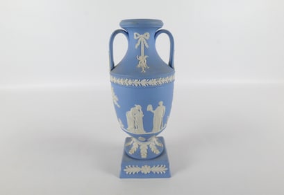 Wedgwood Pale Blue Jasperware Trophy Urn Vase
