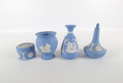 Lot of 4 Wedgwood Blue Jasperware Pieces