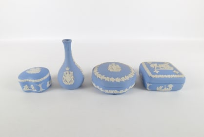 Lot of 4 Wedgwood Blue Jasperware Pieces