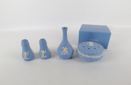 Lot of 4 Wedgwood Pale Blue Jasperware Pieces