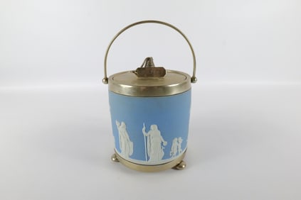 Wedgwood Pale Blue Jasperware Biscuit Barrel