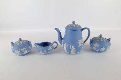 Lot of 4 Wedgwood Blue Jasperware Pieces