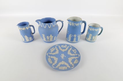 Lot of 5 Wedgwood Blue Jasperware Pieces