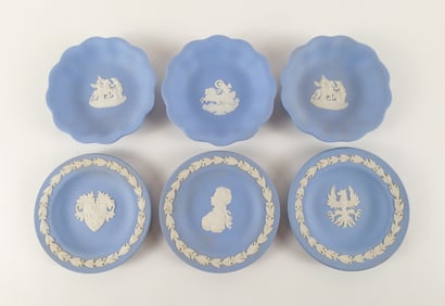 Lot of 6 Wedgwood Blue Jasperware Trinket Dishes