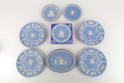 Lot of 8 Wedgwood Blue Jasperware Plates
