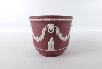 Antique Wedgwood Crimson Jasperware Cache Pot/Jardinière