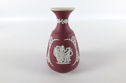 Antique Wedgwood Crimson Jasperware Bud Vase