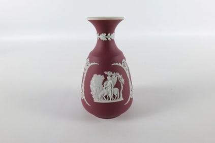 Antique Wedgwood Crimson Jasperware Bud Vase