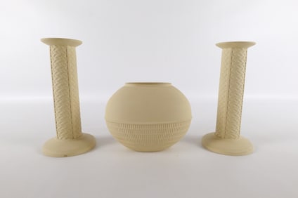 Lot of 3 Wedgwood Primrose Cane Yellow Jasperware Beehive Pieces