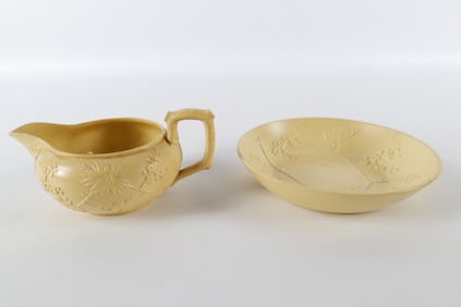 Lot of 2 Antique Wedgwood Caneware Pieces