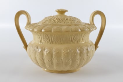Antique Wedgwood Creamware Double Handled Covered Sugar Bowl
