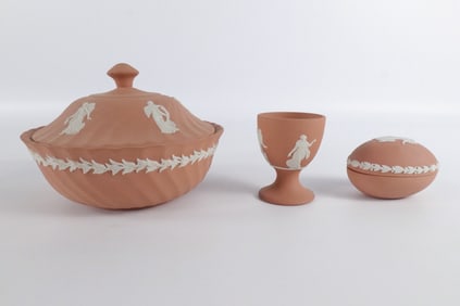 Lot of 3 Wedgwood Terracotta Jasperware Dancing Hours Pieces
