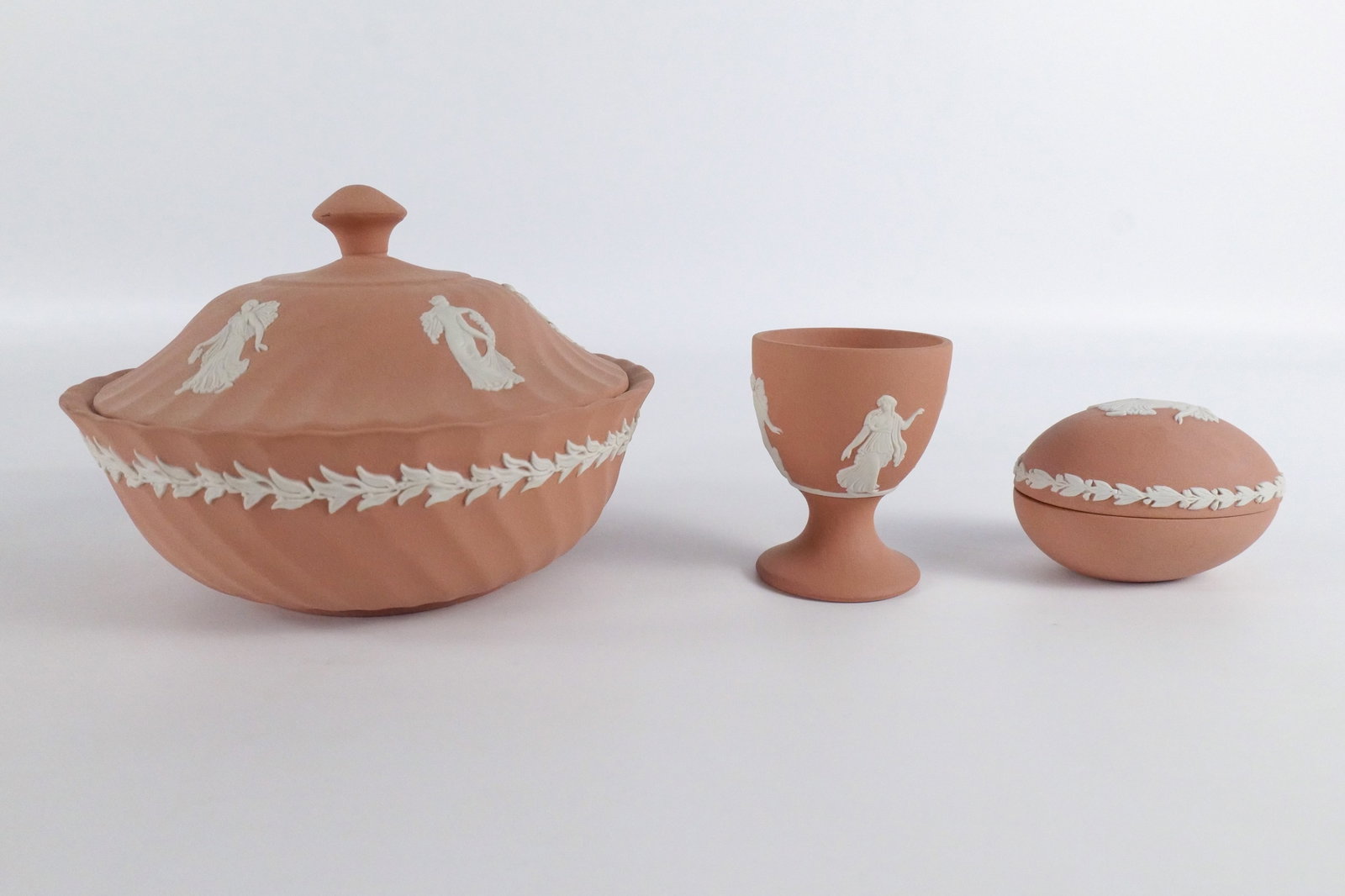 Lot of 3 Wedgwood Terracotta Jasperware Dancing Hours Pieces (1 of 13)