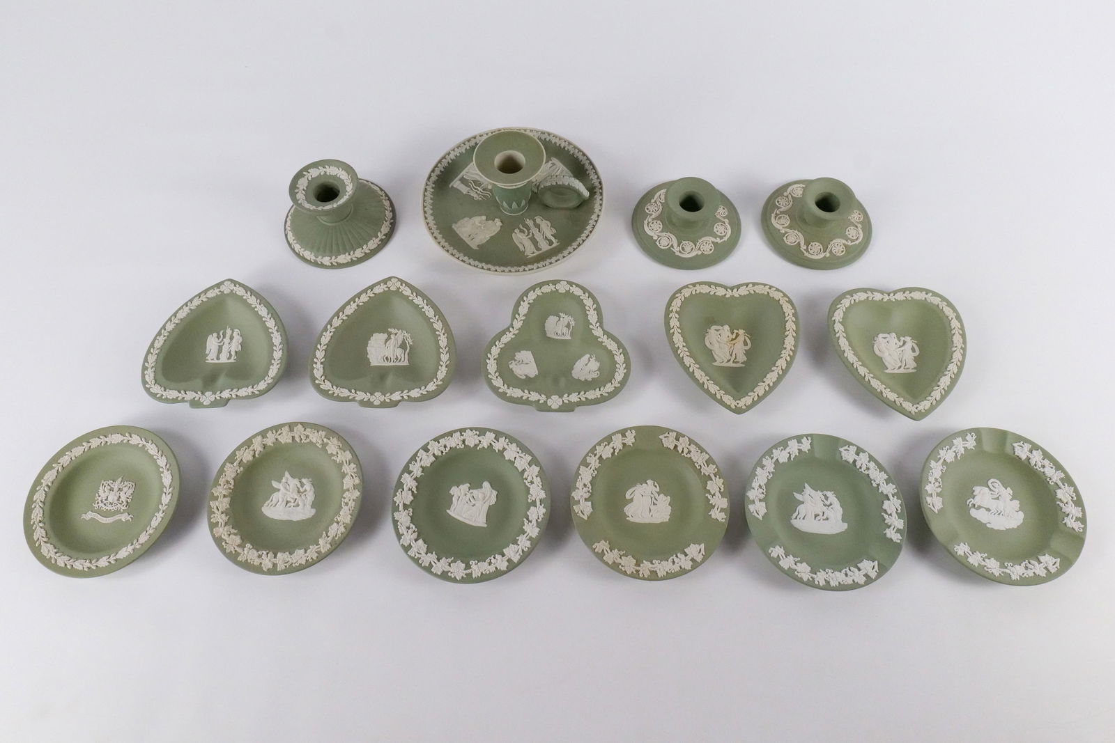 Lot of 15 Wedgwood Sage Green Jasperware Pieces (1 of 14)