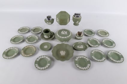 Huge Lot of Wedgwood Sage Green Jasperware