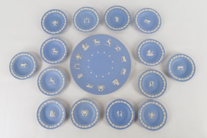 Lot of Wedgwood Pale Blue Jasperware Zodiac Plates