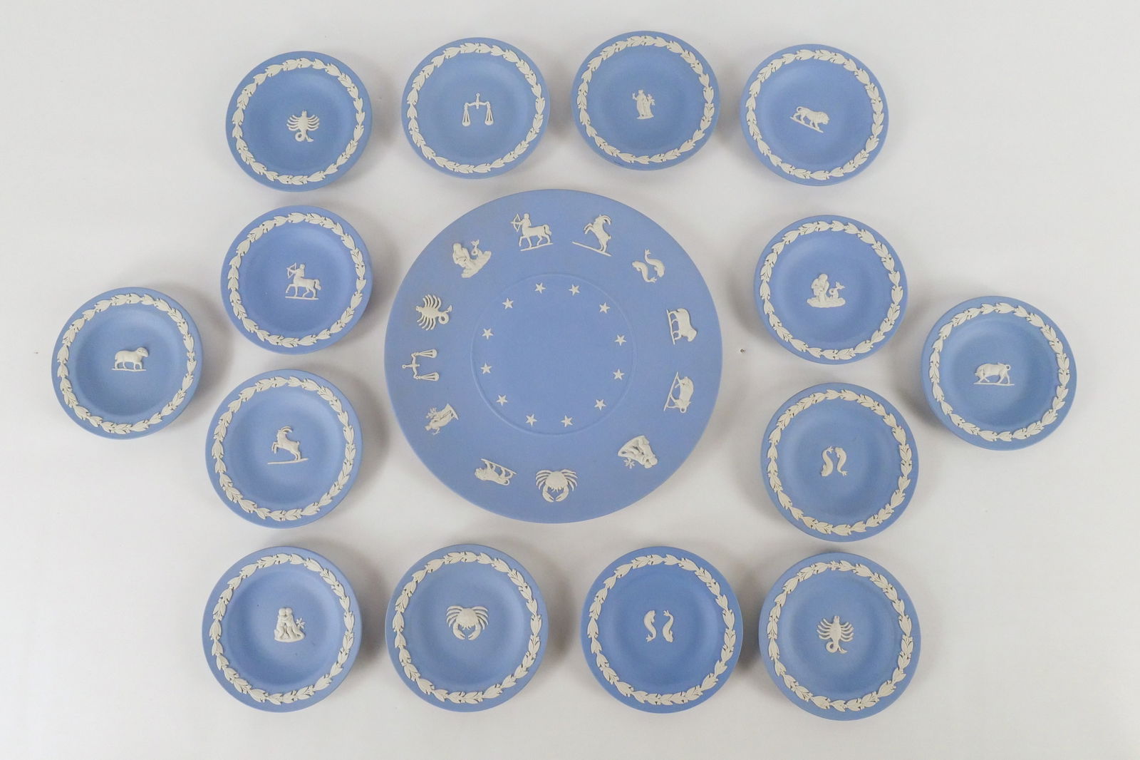 Lot of Wedgwood Pale Blue Jasperware Zodiac Plates (1 of 8)