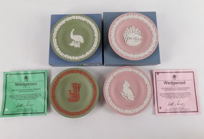 Lot of 4 Jasperware Bird Small Round Dishes