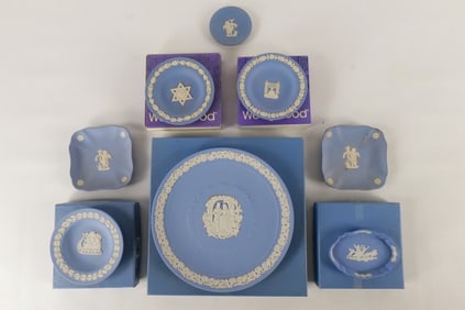 Lot of 8 Wedgwood Pale Blue Jasperware Plates