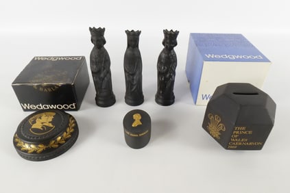 Lot of 6 Wedgwood Black Basalt Pieces