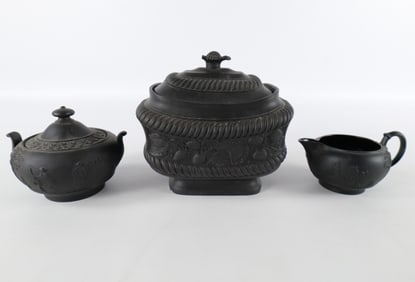 Lot of 3 Antique Black Basalt Pieces