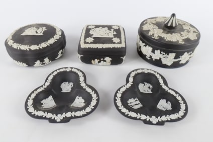 Lot of 5 Wedgwood Black Basalt Jasperware Pieces