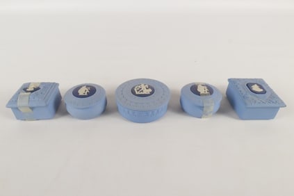 Lot of 5 Wedgwood Tricolor Trinket Boxes