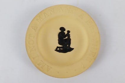Vintage Wedgwood Black on Cane Jasperware Anti-Slavery Abolitionist Dish