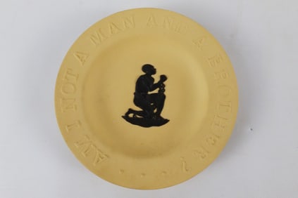 Vintage Wedgwood Black on Cane Jasperware Anti-Slavery Abolitionist Dish