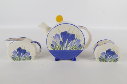 Wedgwood Earthenware by Clarice Cliff "Bizarre" Crocus Tea Set