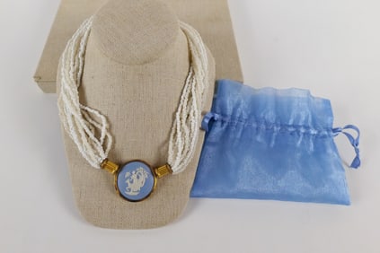 Wedgwood 1988 Gold Plated and Sterling Multi-Strand Cameo Necklace