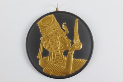 Wedgwood Gold Gilded Ankhesenamun on Black Basalt Pendant