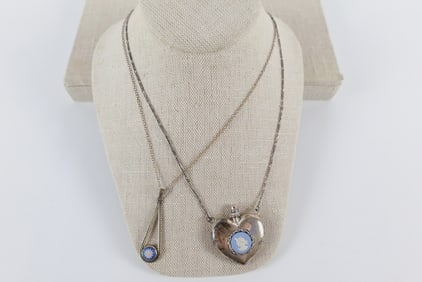 Wedgwood Long Sterling Heart Perfume Vial Necklace