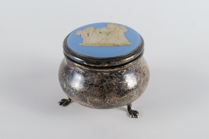 Vintage Wedgwood Sterling Footed Trinket Box