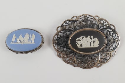 Lot of 2 Wedgwood Sterling Brooches