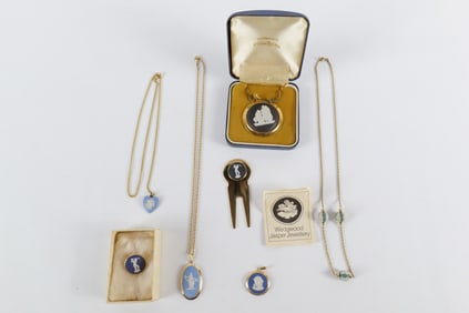 Lot of Mixed Wedgwood Gold Tone and Jasperware Jewelry