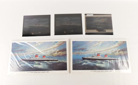 Large Lot of SS United States World's Fastest Liner Lithographs
