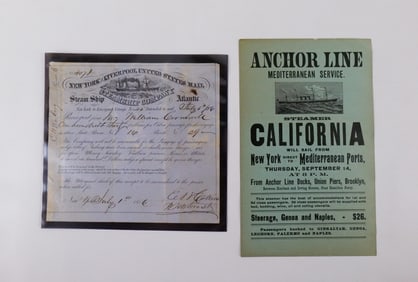 Lot of 19th Century Steamship Ephemera